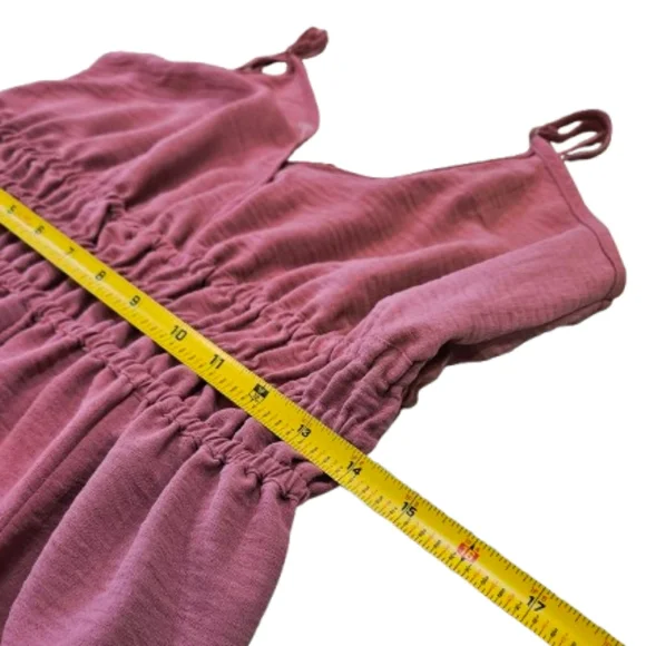 Mauve Pink Sleevless Gathered Waist Jumpsuit With Pockets - Picture 12 of 15